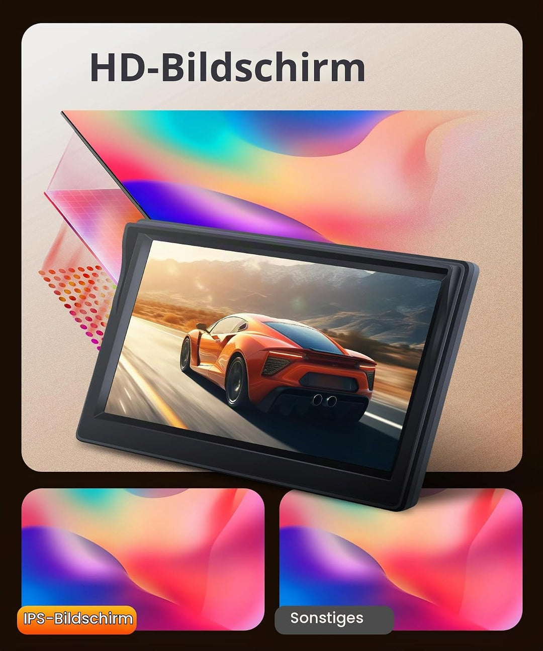 HD 4.3 Zoll Rückfahrkamera Kit mit Kameras, Rückfahrkamera mit IP68 Wasserdicht Nachtsicht Superweit