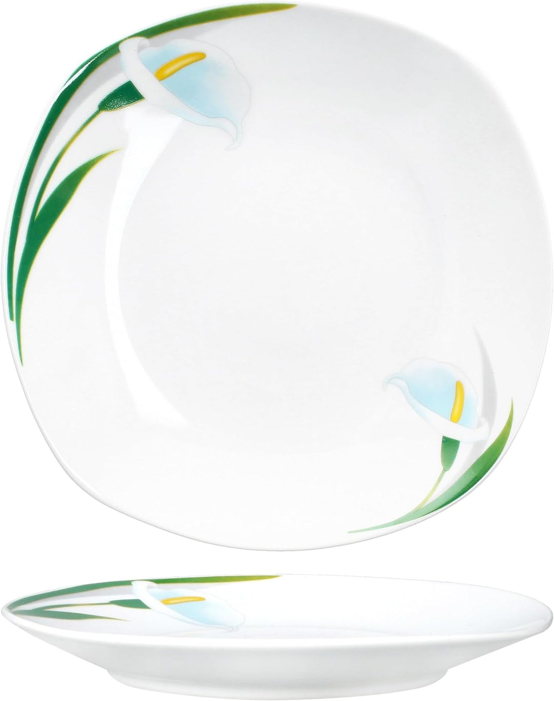 MamboCat 6er Set White Calla Kuchenteller I Florale stilvolle Porzellan-Frühstücksteller mit Blumen-