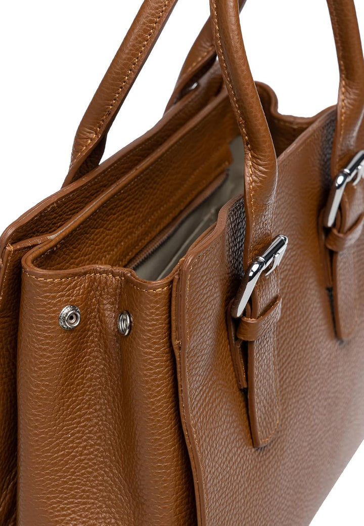Caspar TL807 klassisch elegante Damen Leder Handtasche Einheitsgrösse Cognac, Einheitsgrösse Cognac
