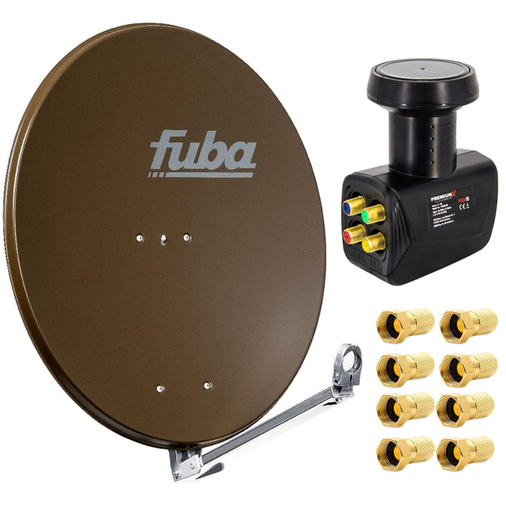 Fuba DAL 800 B Satellitenantenne Alu Braun 80cm LNB Quad zum Direktanschluss SAT bis 4 Teilnehmer 8X