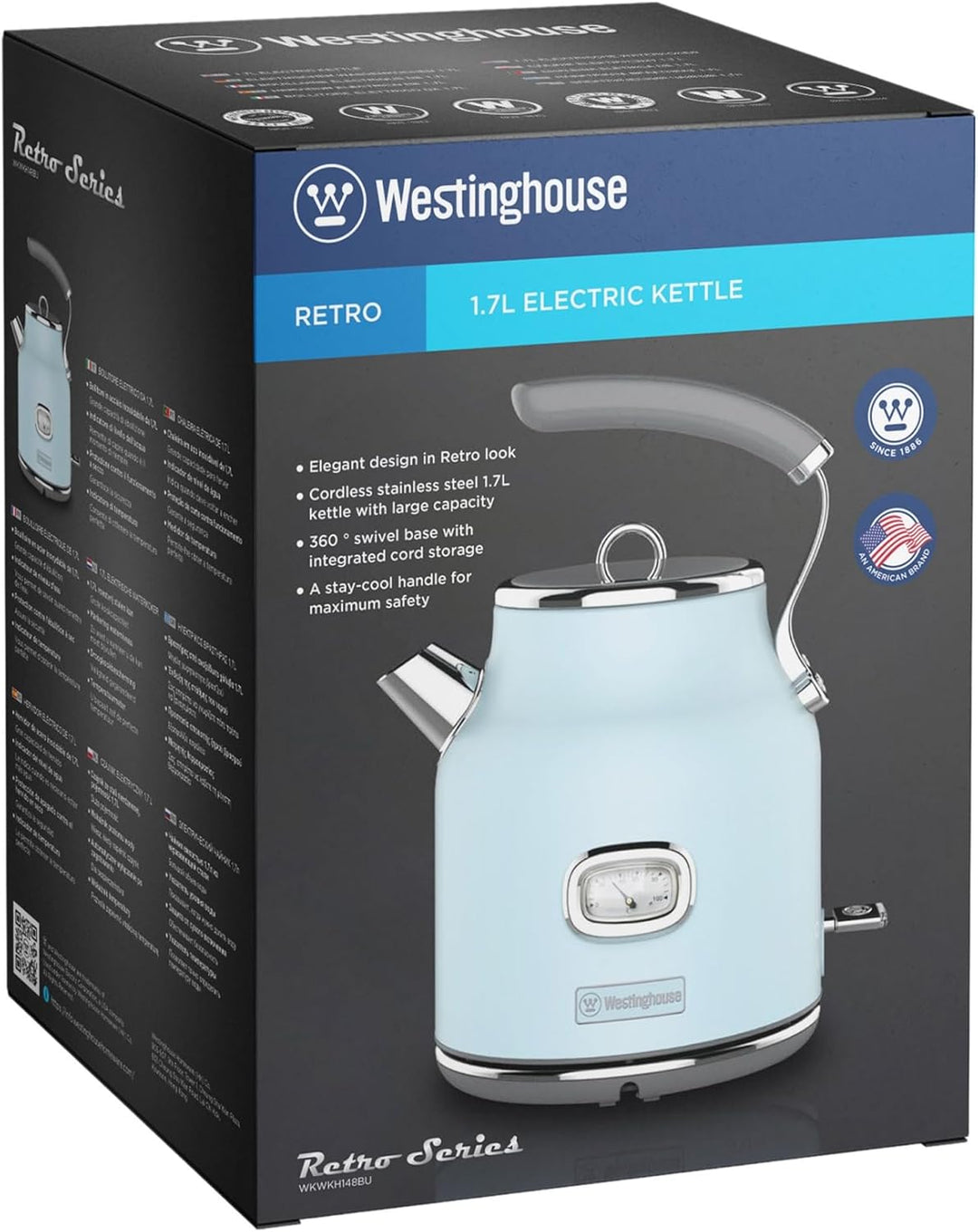 Westinghouse Retro Wasserkocher Kocher Für Wasser Mit Temperatur & Wasserstandsanzeige, Mit Kalkfilt