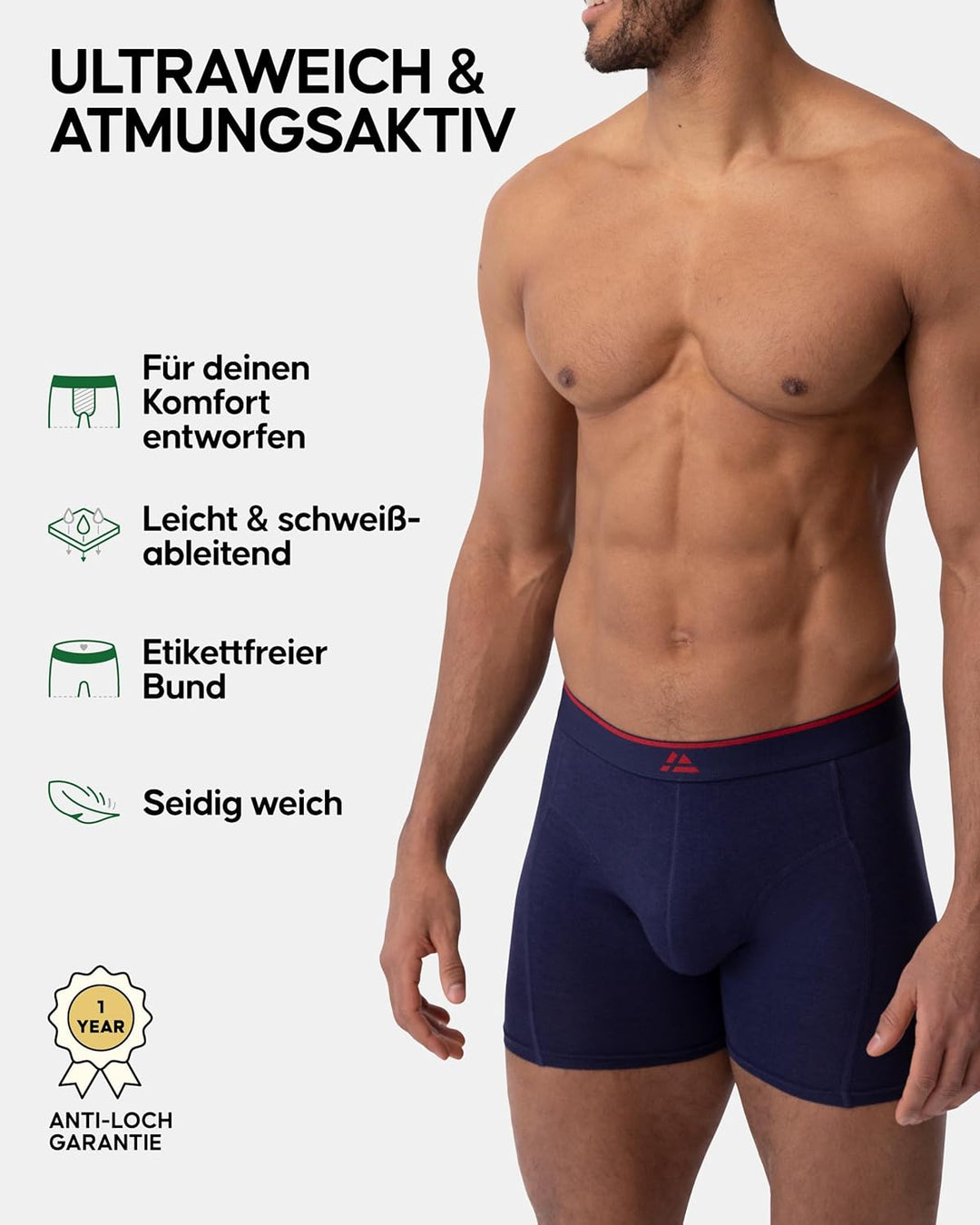 DANISH ENDURANCE Bambus Boxershorts Herren, Superweiche Unterhosen Männer, Bequem, Atmungsaktiv & Et