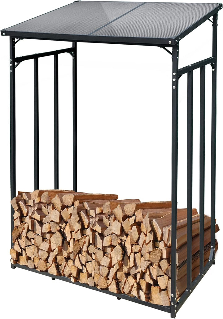 SCHMIDT security tools Kaminholzregal 130x70x185cm Aluminium Anthrazit Brennholzregal Holzstappelhil