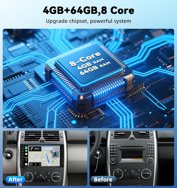 CAMECHO [DSP Audio] 8 Core 4+64G Android 13 Autoradio für Mercedes Benz Sprinter W639 W906 AB Klasse