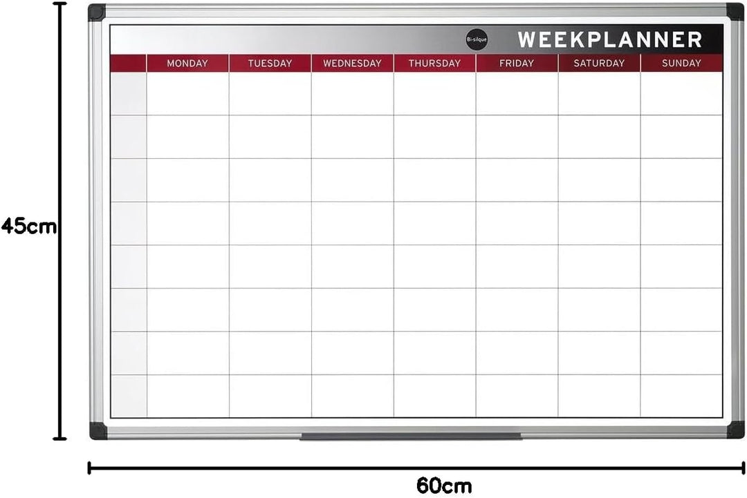 Bi-Office Wochenplaner, Magnetisch, Aluminium Rahmen, 60x45cm