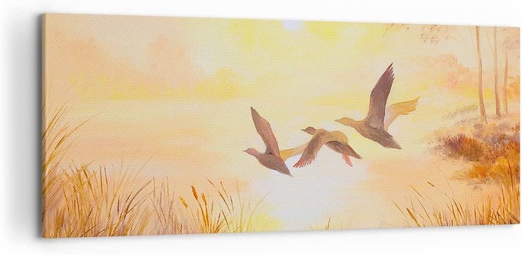 Wandbilder Dekoration Wohnzimmer Vogel Natur Wasser Panorama Bilder auf Leinwand 120x50cm Leinwandbi