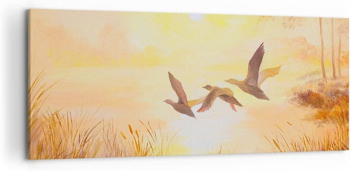 Wandbilder Dekoration Wohnzimmer Vogel Natur Wasser Panorama Bilder auf Leinwand 120x50cm Leinwandbi