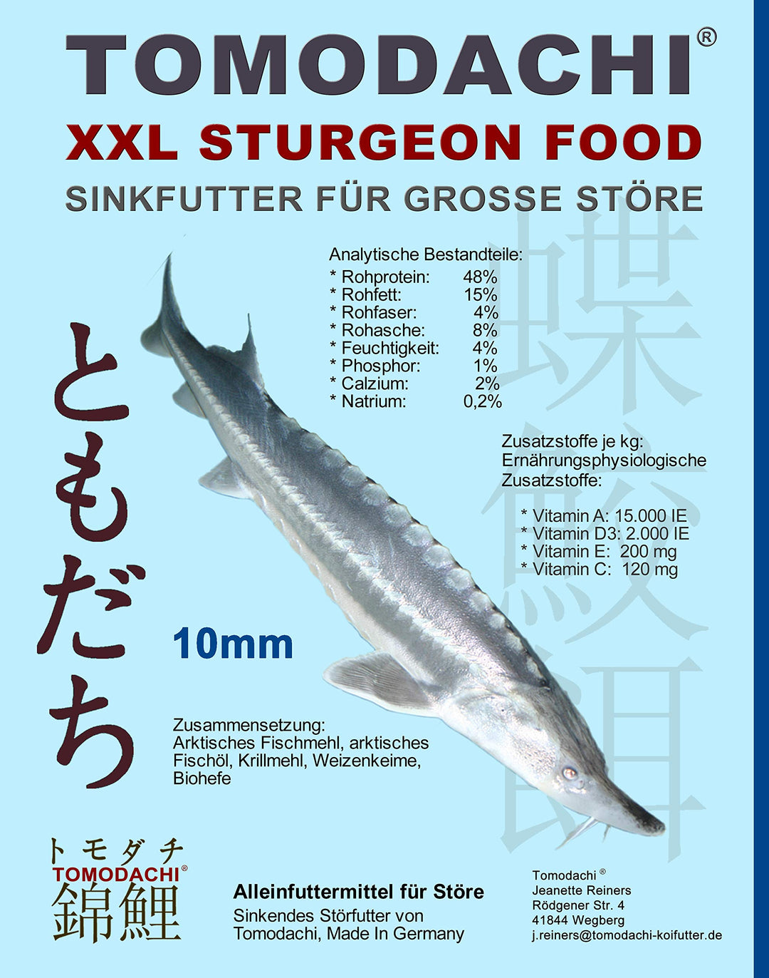 Störfutter extragross 10mm Energiefutter für Störe, Störsinkfutter deutsche Top Qualität, Tomodachi