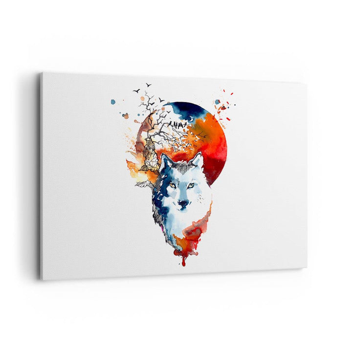 Bilder auf Leinwand 100x70cm Leinwandbild Tierwelt Pelz Abbildung Mond Gross Wanddeko Bild Schlafzim