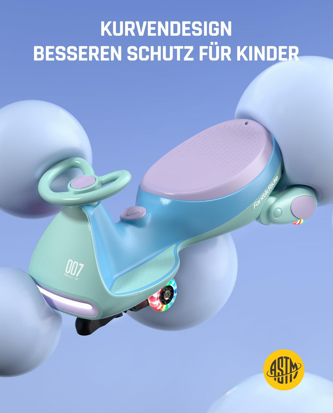 FanttikRide N7 Pro Kinder Elektroauto, Rutschauto mit Pedal, Typ C aufladbar Batterie Kinder Auto, 2