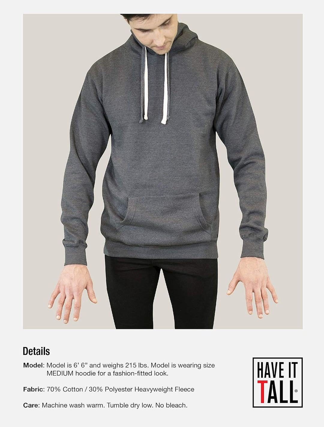 Have It Tall Unisex Kapuzenpullover Extra Lang, Fleece Hoodie Extra Tall, Baumwolle & Fleece M Extra