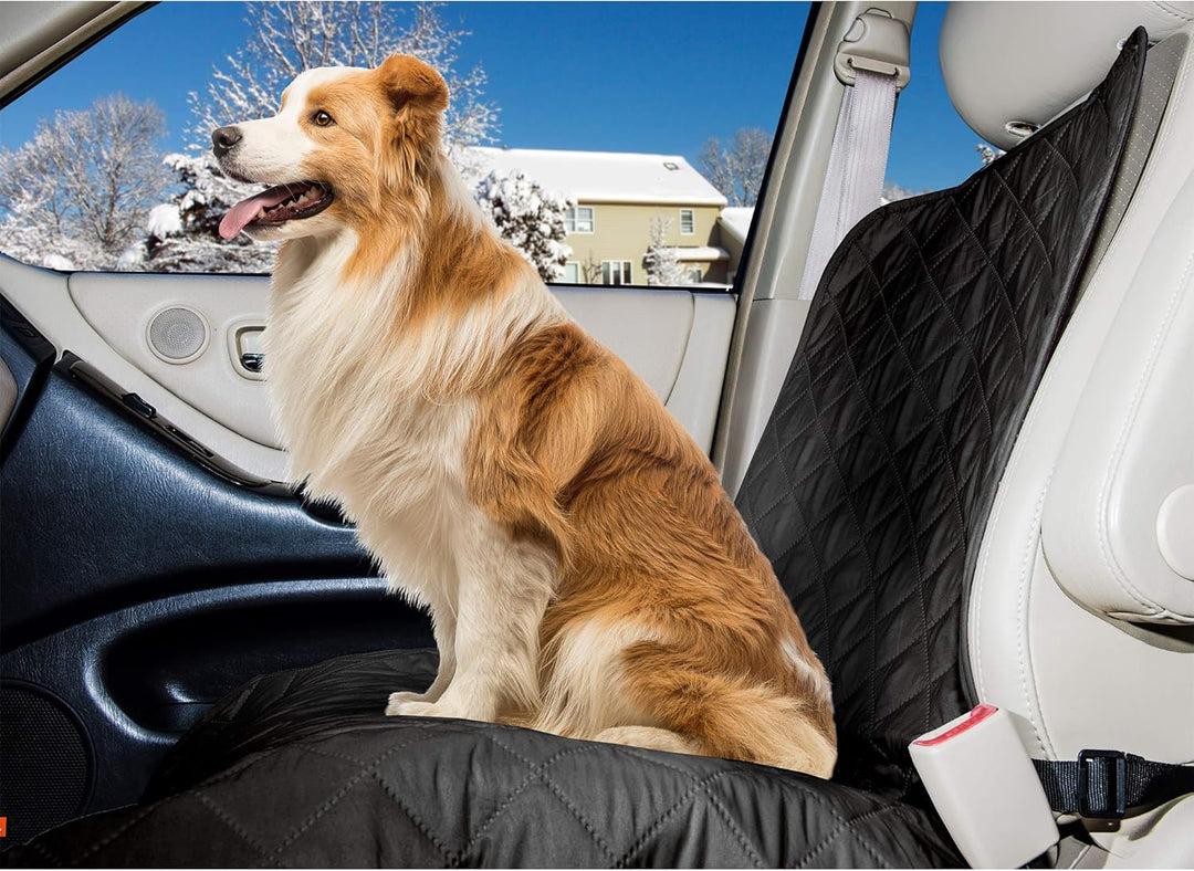 Furhaven Universal Water-Resistant Quilted Single Car Seat Protector - Black, One Size (Single) Quil
