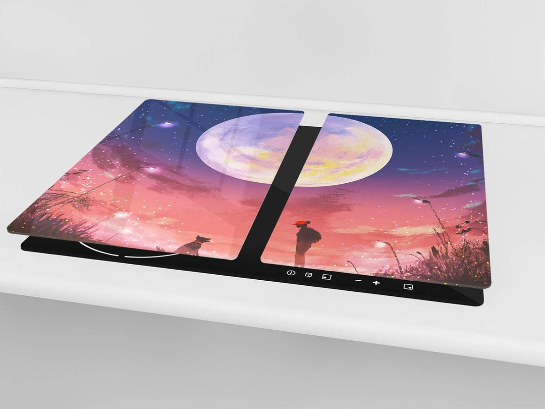 Küchenbrett aus Hartglas und Induktionskochplattenabdeckung – Schneideplatten SINGLE mit 60 x 52 cm