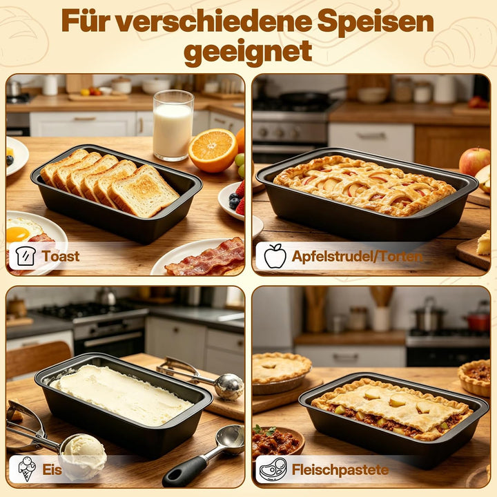 Brotbackform Kasten Set, 2 Stück Antihaft Karbonstahl Kastenform Kuchen 28X15X5.5cm mit 2 Dauerbackf