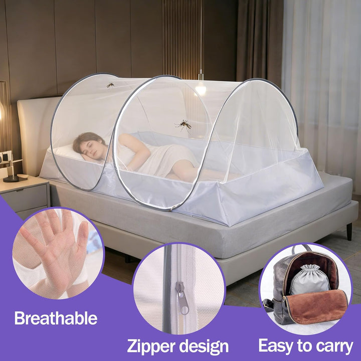 Moskitonetz Pop Up 100x200x73cm, Moskitonetz Bett klappbar, Mosquito Net imprägniert für Outdoor Ind
