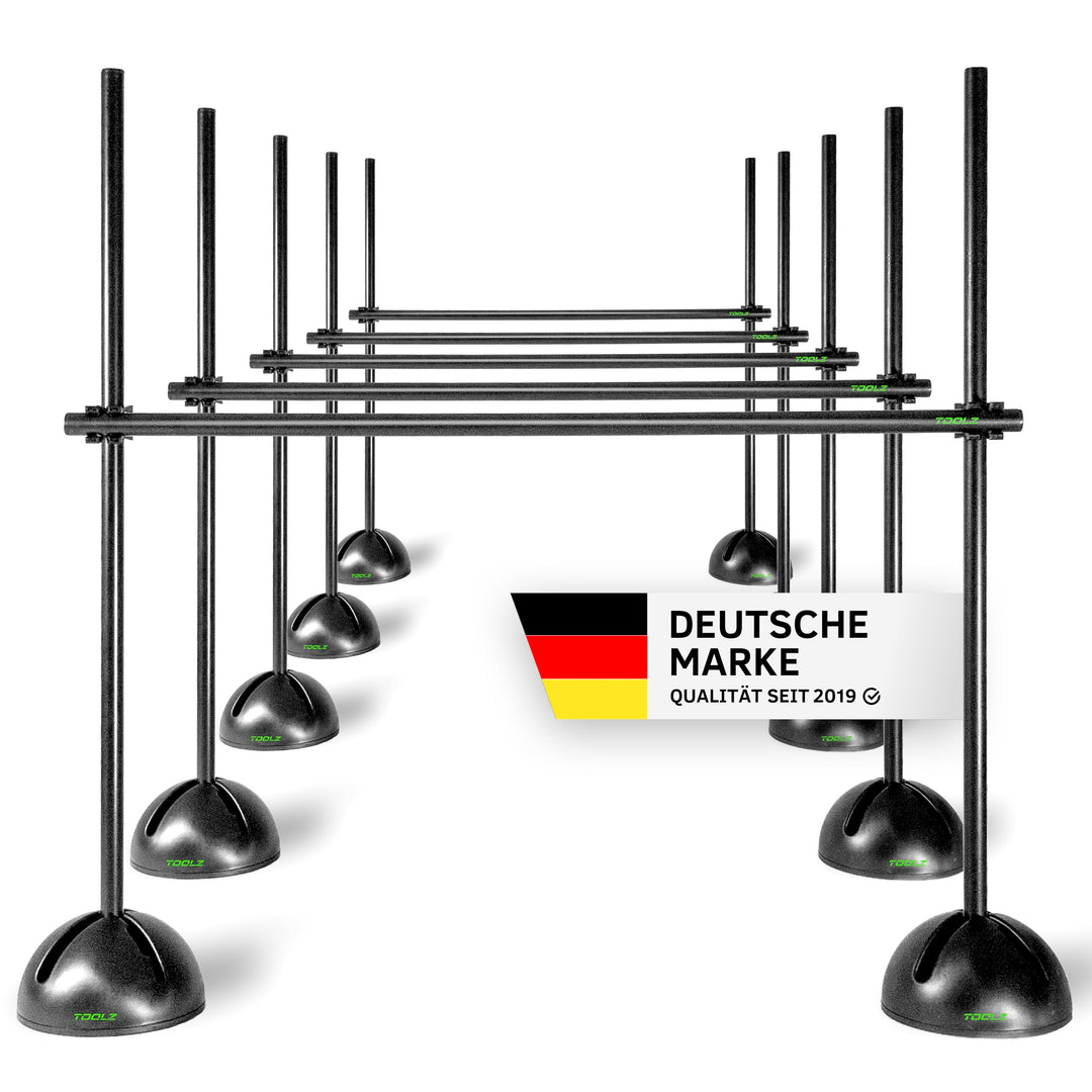 TOOLZ Koordinationshürden Set (5er-Set) – Agility Grid Set - Trainingsstangen & Clips für Parcours,