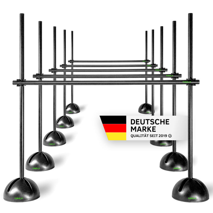 TOOLZ Koordinationshürden Set (5er-Set) – Agility Grid Set - Trainingsstangen & Clips für Parcours,