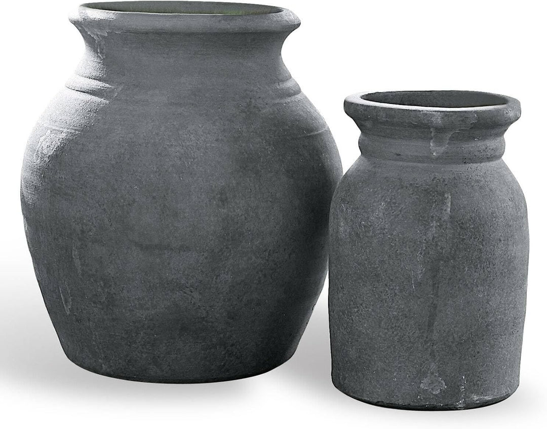 LOBERON® Vase 2er Set Molduc, Zwei unterschiedliche Designs, rustikaler Chic, dunkle Oxidations-Pati