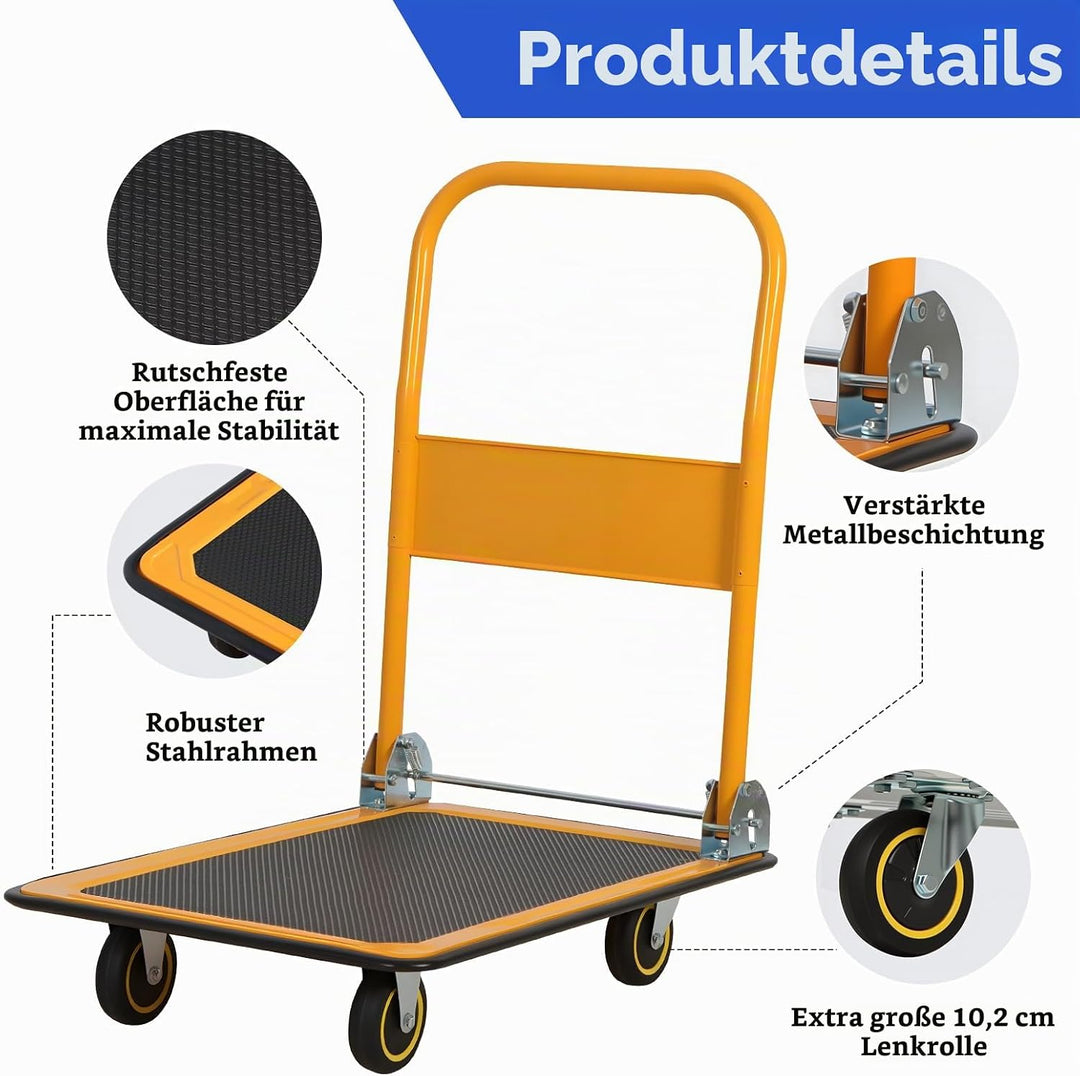 Panana Plattformwagen, Transportwagen Klappbar mit 150 kg Tragfähigkeit - Transportkarre Handwagen K