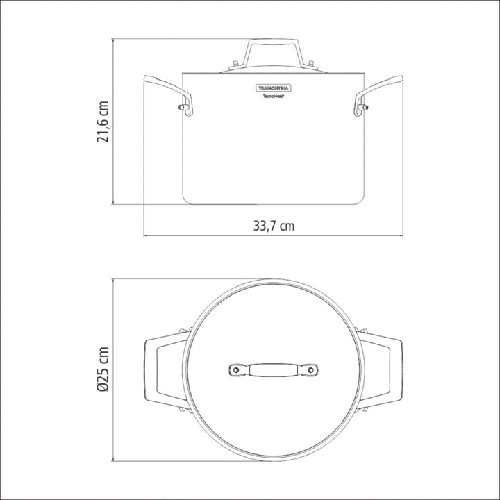 Tramontina GRANO Gemüsetopf, ø 24cm 7,7 Liter, Edelstahl, Induktion, ofenfest Gemüsetopf Ø24 cm, Gem