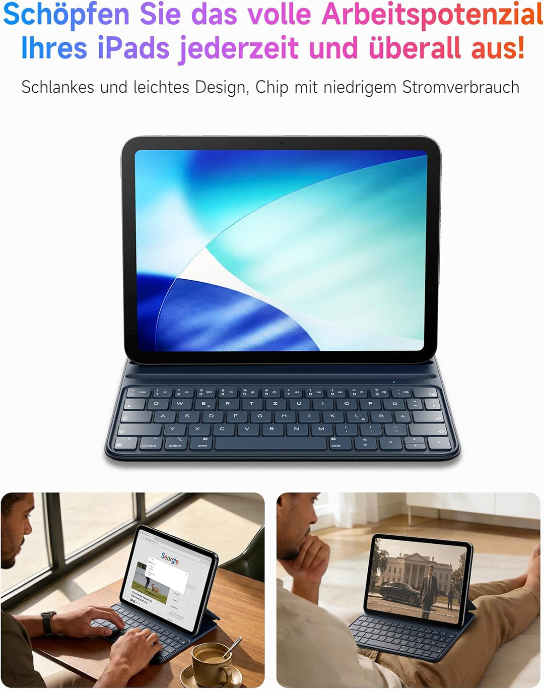 HOU Tastatur Hülle für iPad Air 6 11 Zoll, iPad Pro 11 Hülle mit Tastatur (4./3./2./1st),Kompatibel
