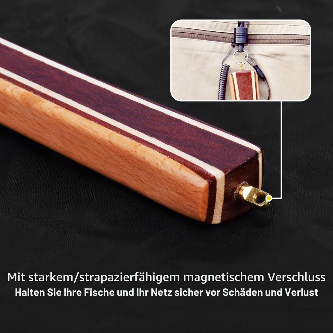 SF Fliegenfischen Kescher Holzrahmen Weiches Gumminetz Forellennetz Fangen und Freigabe Fischernetz