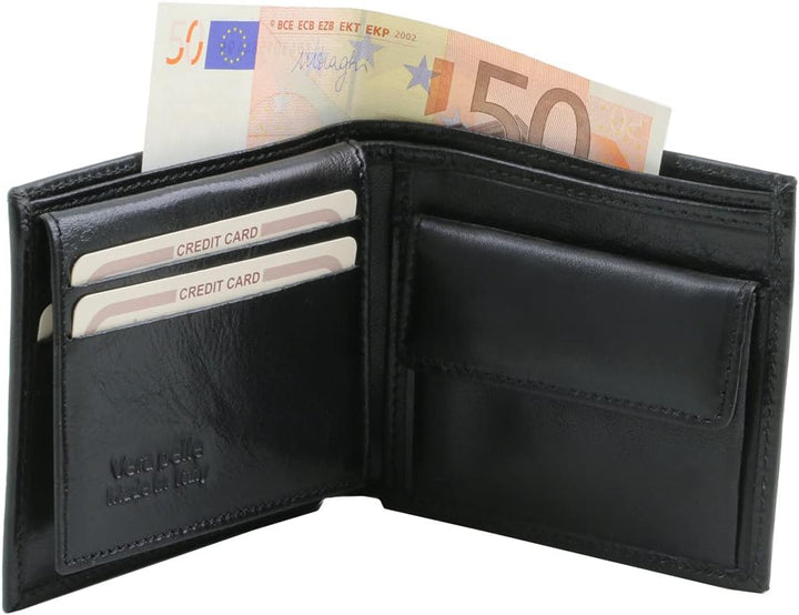 Tuscany Leather Exklusive Herren Brieftasche aus Leder mit 3 Scheinfächern und Münzfach Braun, Braun