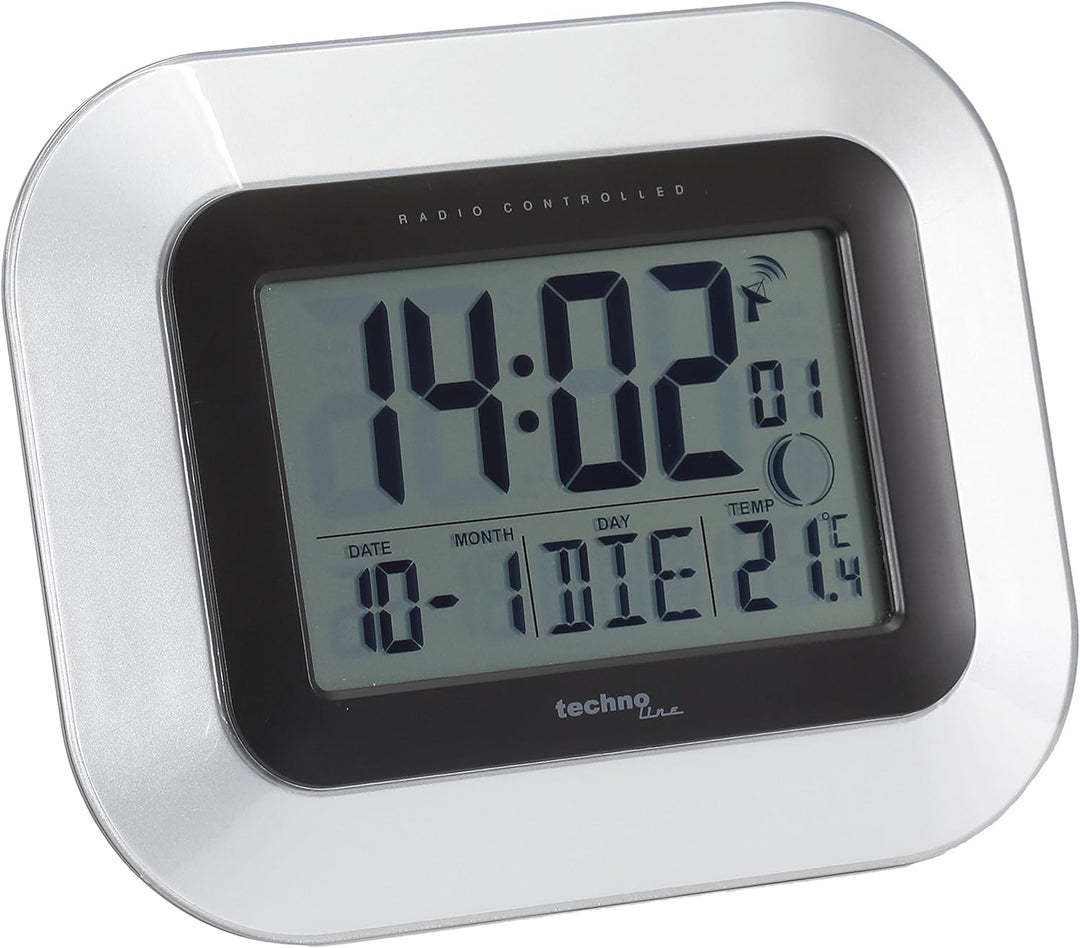 Technoline, WT 8000 Funk-Wanduhr, Ø 30cm, Silber &, WS 8005 Funk-Wanduhr, Silber-schwarz, 22,6 x 3 x