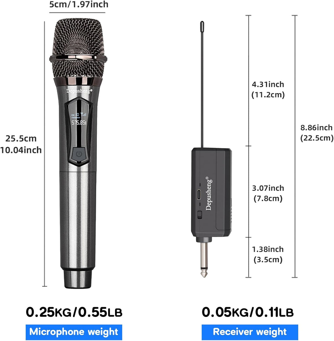 Depusheng Drahtlose Mikrofone, Dual-Karaoke-Mikrofonsystem, Microfonos Inalambricos mit wiederauflad