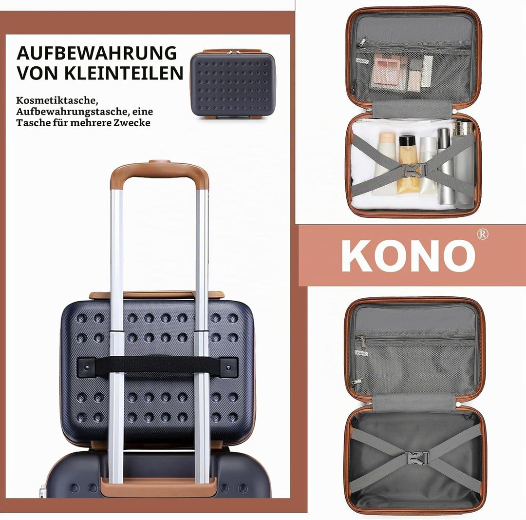 KONO Kosmetikkoffer Schminkkoffer Leicht Handgepäck Tragbar Beautycase Damen ABS+PC Make Up Koffer m