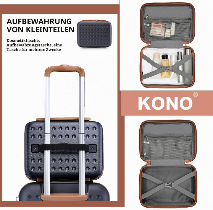 KONO Kosmetikkoffer Schminkkoffer Leicht Handgepäck Tragbar Beautycase Damen ABS+PC Make Up Koffer m