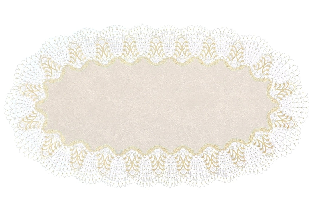 Plauener Spitze by Modespitze 4048M02_14_5090 Tischdecke Oslo, Gre 50 x 90 cm, oval 50 cm x 90 cm ov
