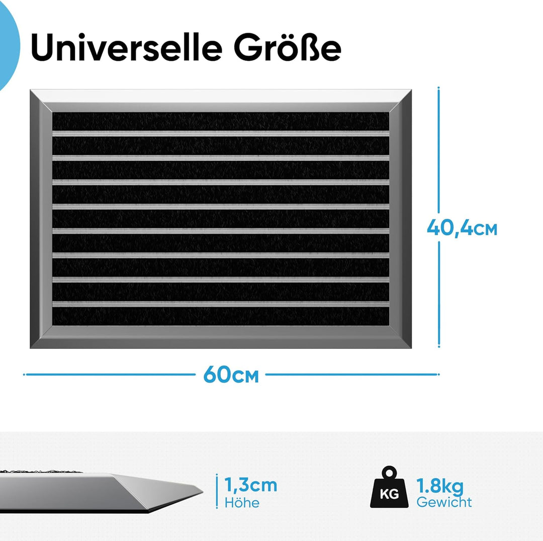 Fussmatte aussen grau 40 x 60 cm, Aluminium Fussmatten, Fussabtreter aussen, Schmutzfang Alu, Schmut