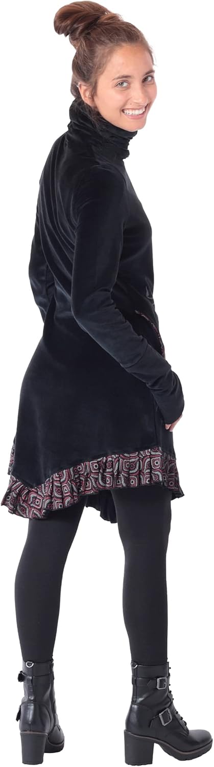 Kleid aus Samt mit Kragen dr20, Schwarz