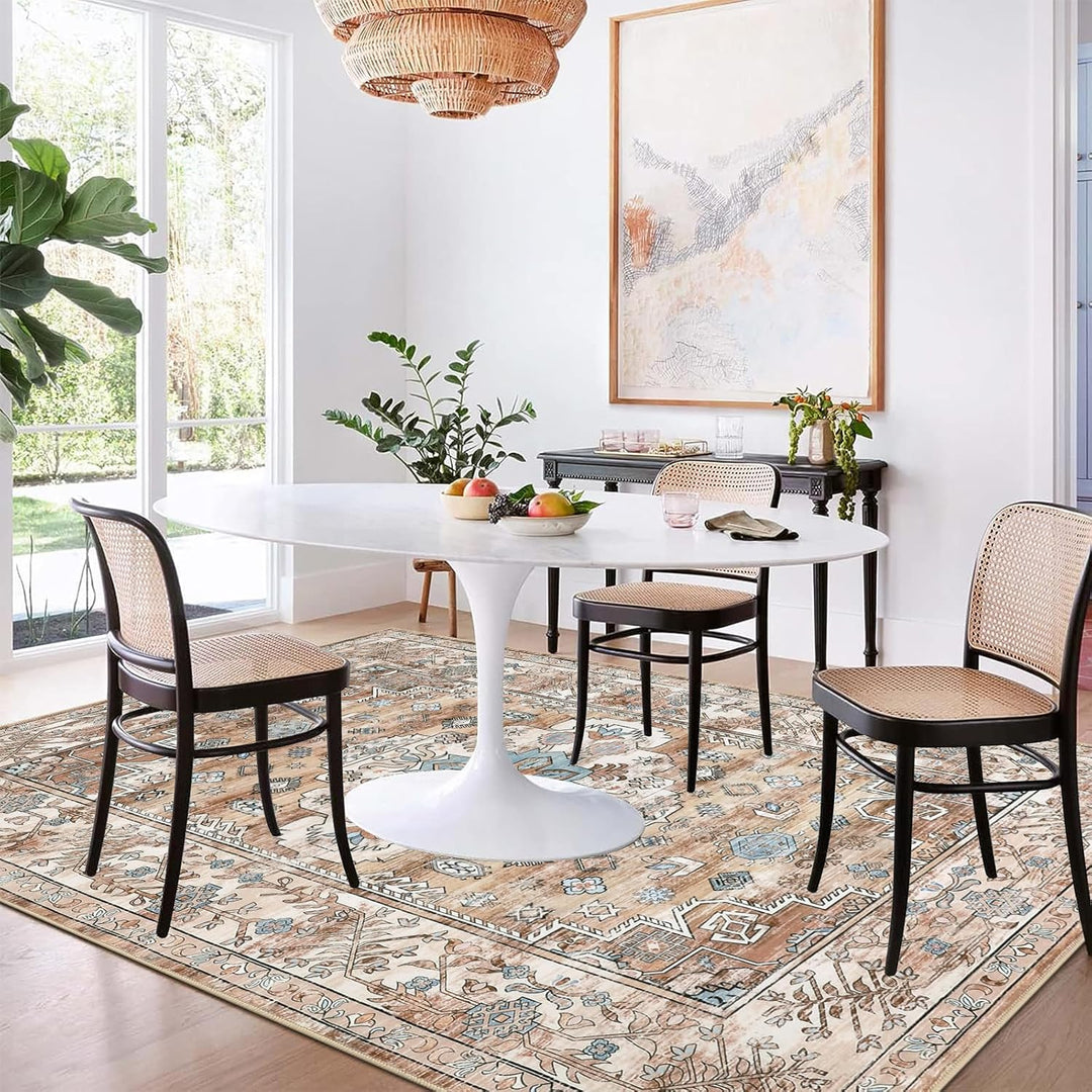 Grosser Teppich 120 x 180 cm, Luxuriös Superweich Kurzflorteppich Waschbarer Teppich Wohnzimmer Vint