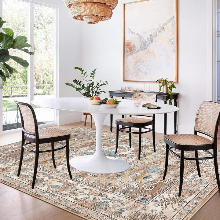 Grosser Teppich 120 x 180 cm, Luxuriös Superweich Kurzflorteppich Waschbarer Teppich Wohnzimmer Vint