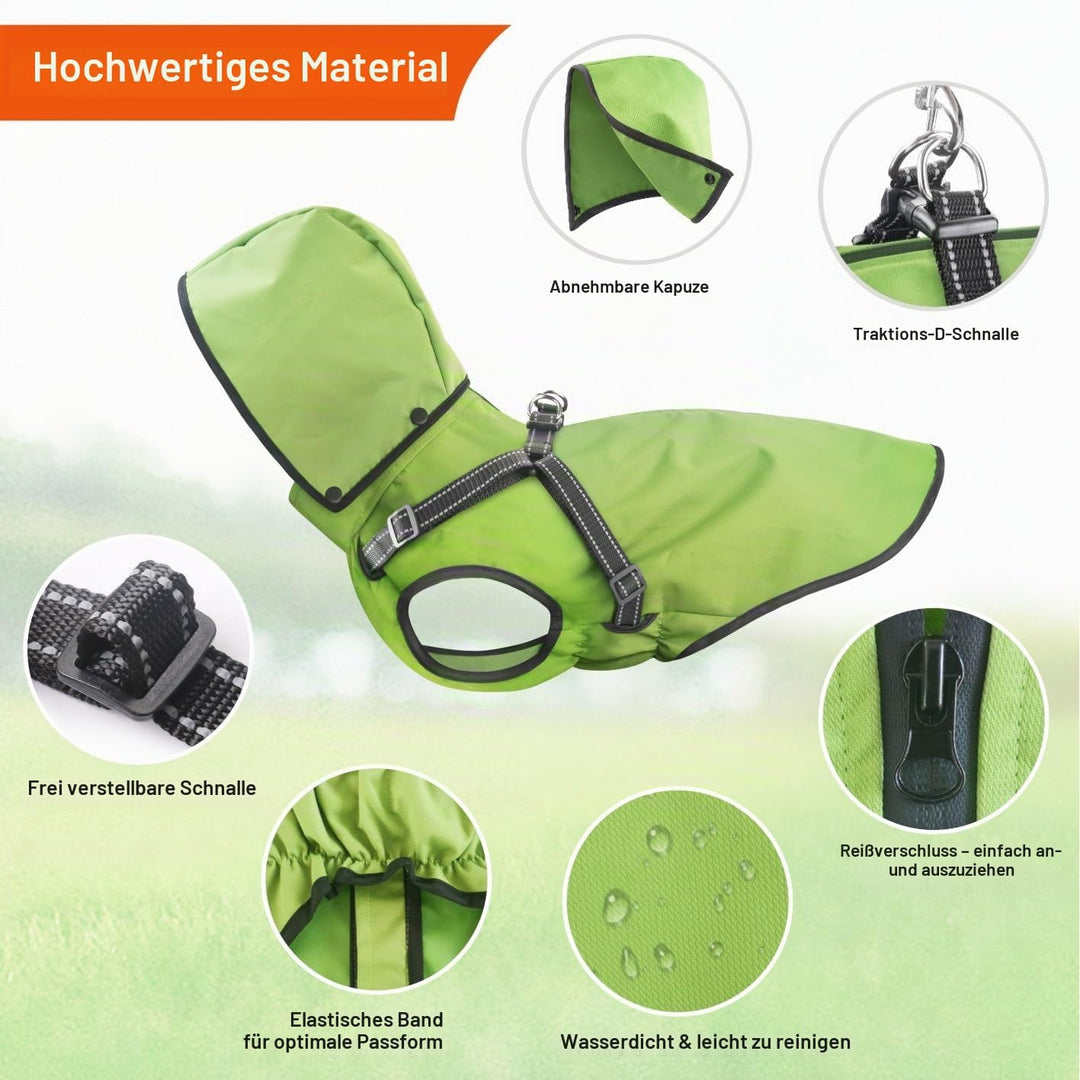 Mosucoirl Hunde Regenmantel Wasserdichter Hunde Kapuzenpullover Reflektierender Hunde Regenmantel mi