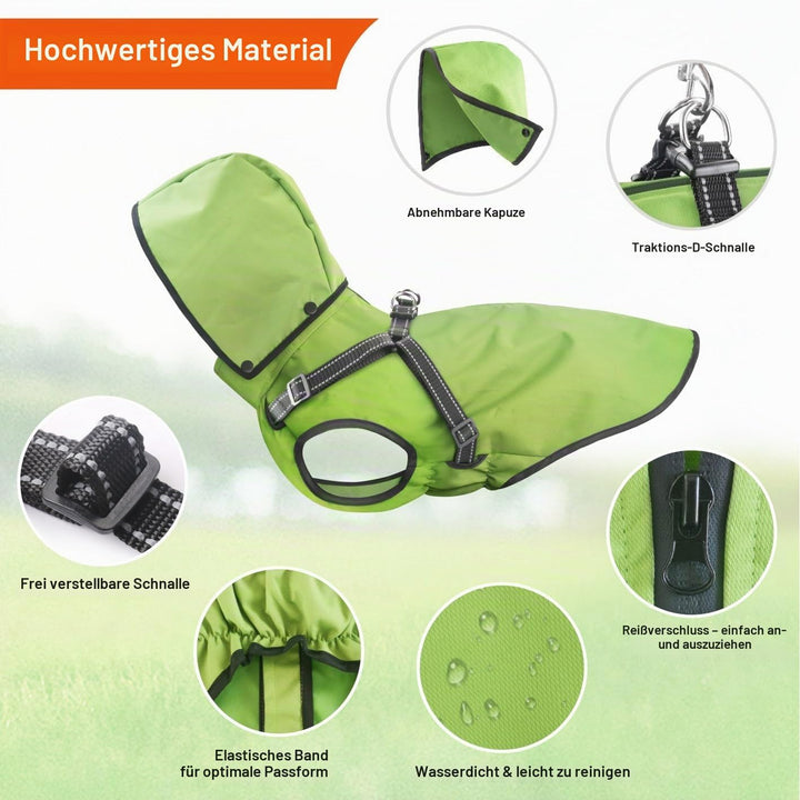 Hunde Regenmantel Wasserdichter Hunde Kapuzenpullover Reflektierender Hunde Regenmantel mit Kapuze V