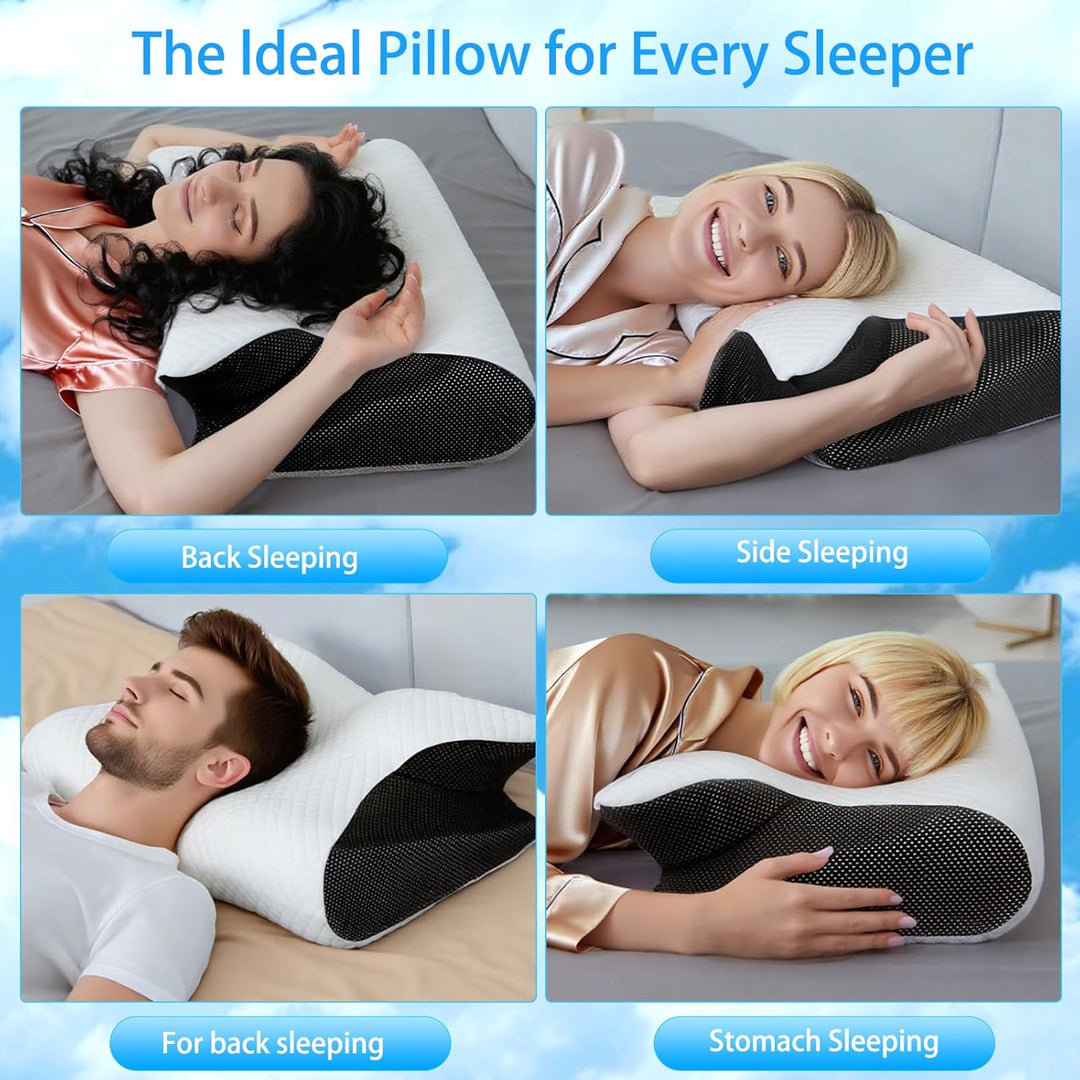 Orthopädisches Nackenkissen aus Memory Foam, Ergonomisches Kopfkissen Nackenschmerzen, Memory Foam P