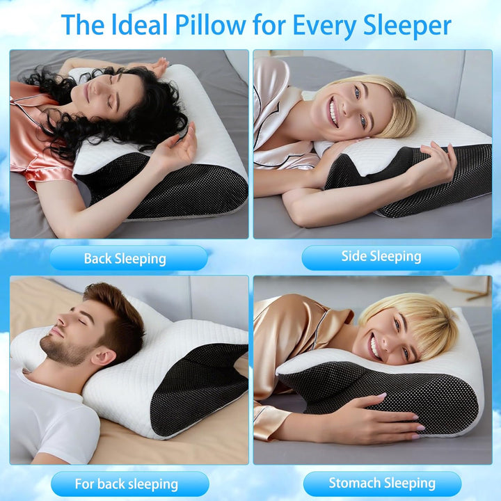 Orthopädisches Nackenkissen aus Memory Foam, Ergonomisches Kopfkissen Nackenschmerzen, Memory Foam P