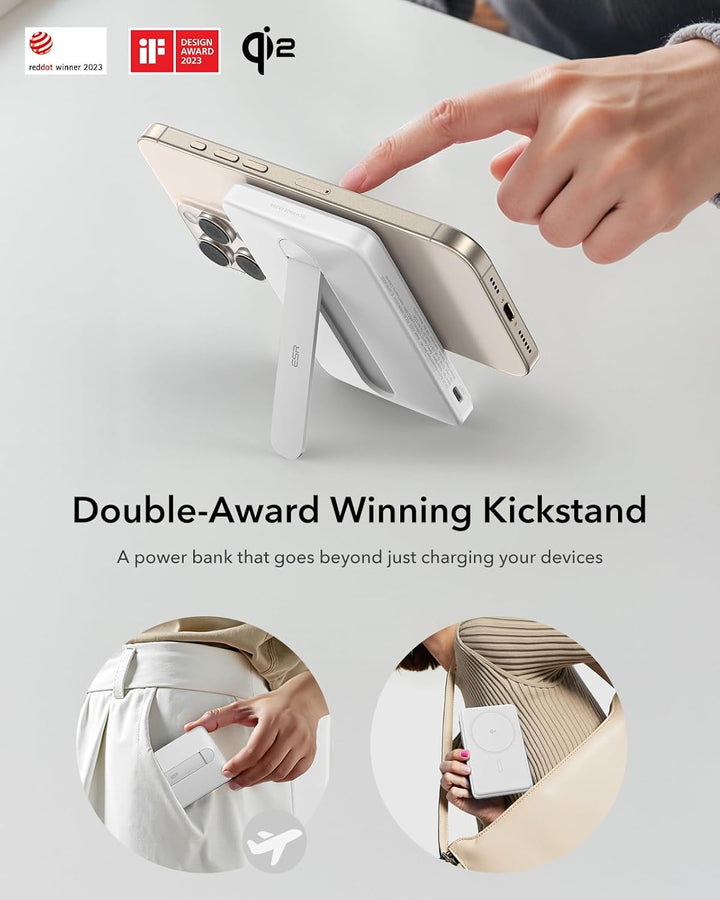 ESR MagSafe Power Bank 5000mAh, QI2-Zertifizierte Magnetische Power Bank, 1,5cm Ultrakompakte Powerb