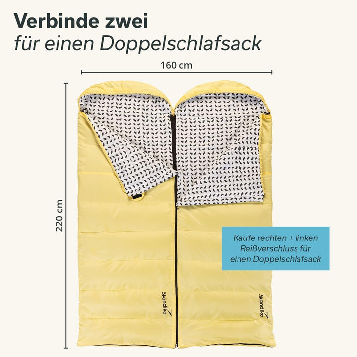 Skandika Deckenschlafsack Iceland Single | Schlafsack Outdoor für Erwachsene, 3 Jahreszeiten mit Bau