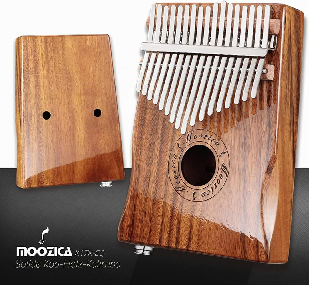 MOOZICA 17 Tasten EQ Kalimba Marimbaphone, Kalimba Daumenklavier aus Koa-Holz mit integriertem Tonab