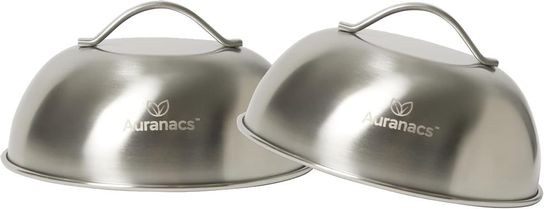 Texas | 2er Set Edelstahl Schmelz- & Garhauben (Ø 170 mm) | für Burger, Grill & Plancha | schnelles