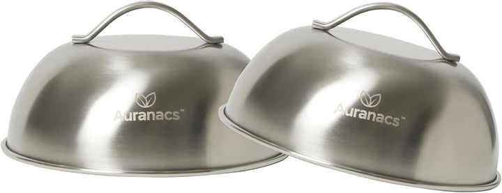 Texas | 2er Set Edelstahl Schmelz- & Garhauben (Ø 170 mm) | für Burger, Grill & Plancha | schnelles