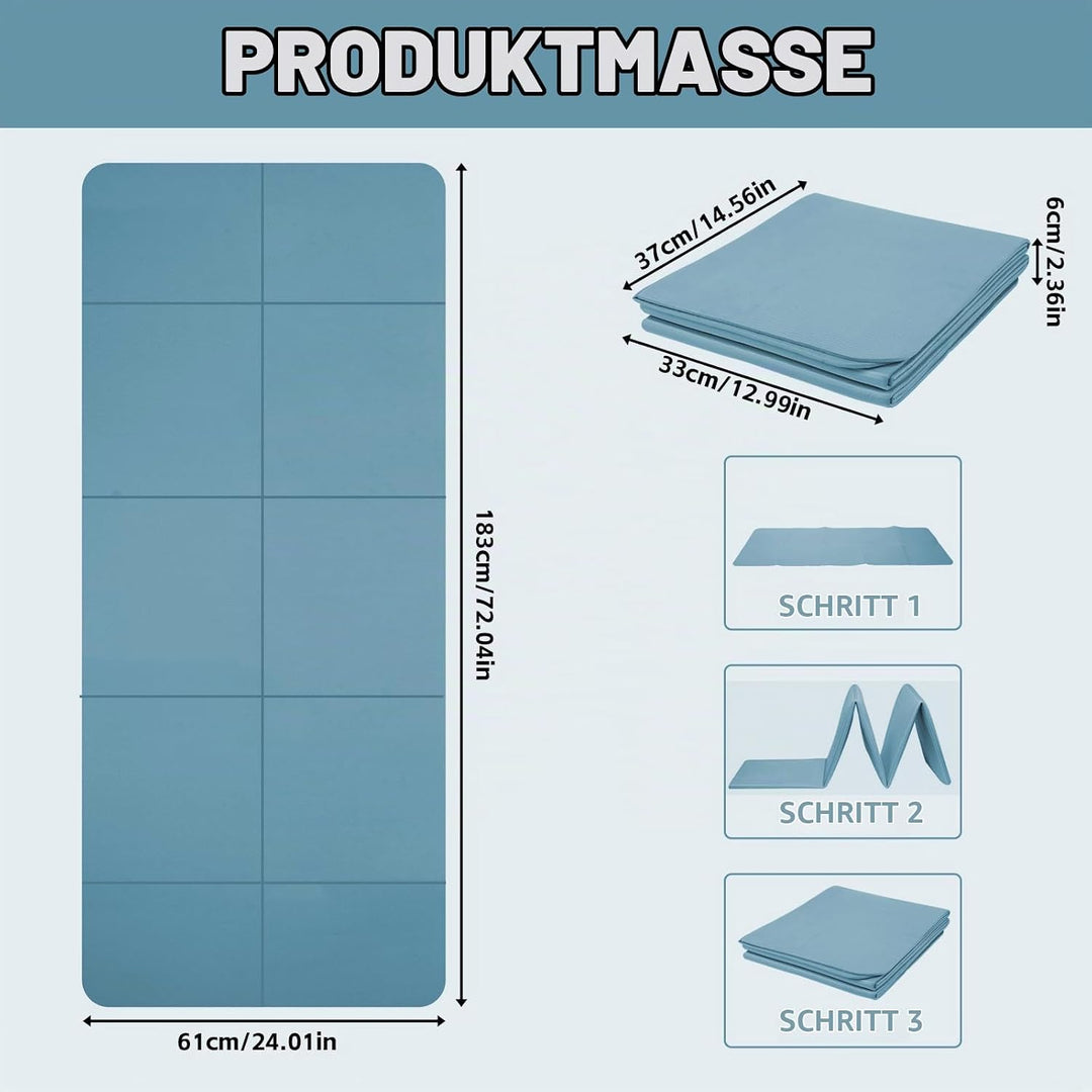 Foldable Yoga Mat - TPE Exercise Pilates Mat - 183 x 61 cm, 5 mm Dick, Sport Matte für Pilates, Gymn