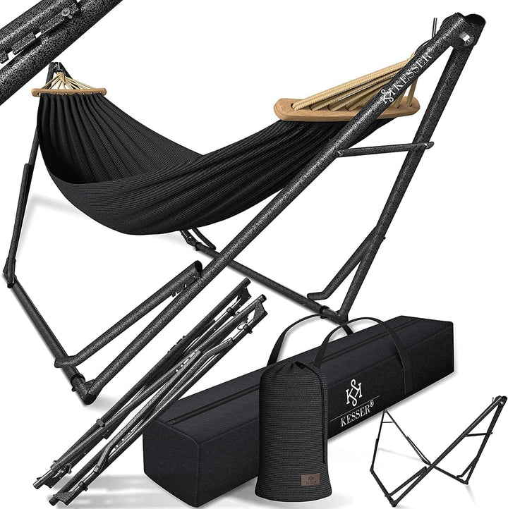 KESSER® Hängematte Vill mit Gestell Metall Faltbar verstellbar Stabiler Rahmen Indoor & Outdoor Mit