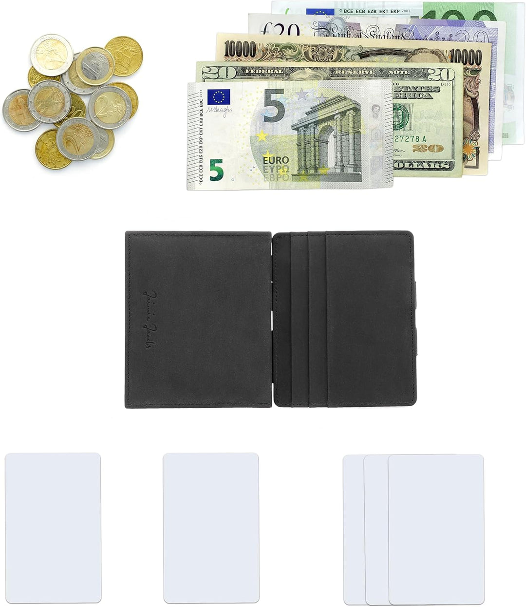 Jaimie Jacobs Flap Boy mit Gravur - Das Original - Magischer Geldbeutel mit Münzfach RFID-Schutz Ges