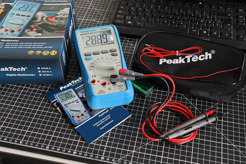 PeakTech 2025 A – True RMS Digital Multimeter, 6.000 Counts, integrierte Datenschnittstelle mit Soft