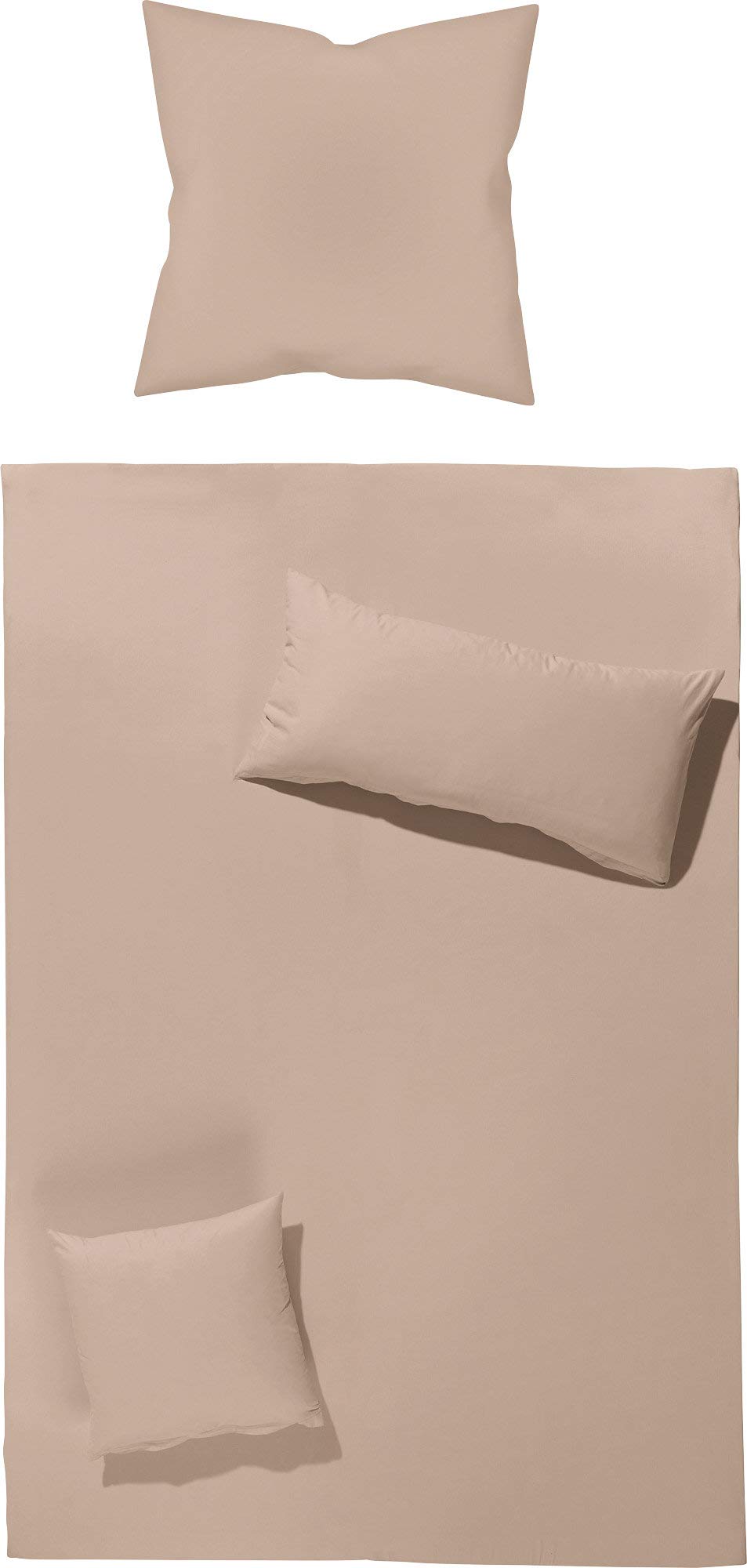 Erwin Müller Bettwäsche-Set Renforcé Würzburg, Uni Taupe Grösse 40x80 cm / 155x220 cm - strapazierfä